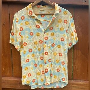 Earthbound Trading Vintage Floral Buttondown Blouse Flower Power